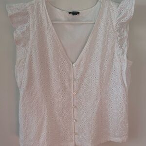 Ann Taylor Factory  Eyelet Button-Down Top Large